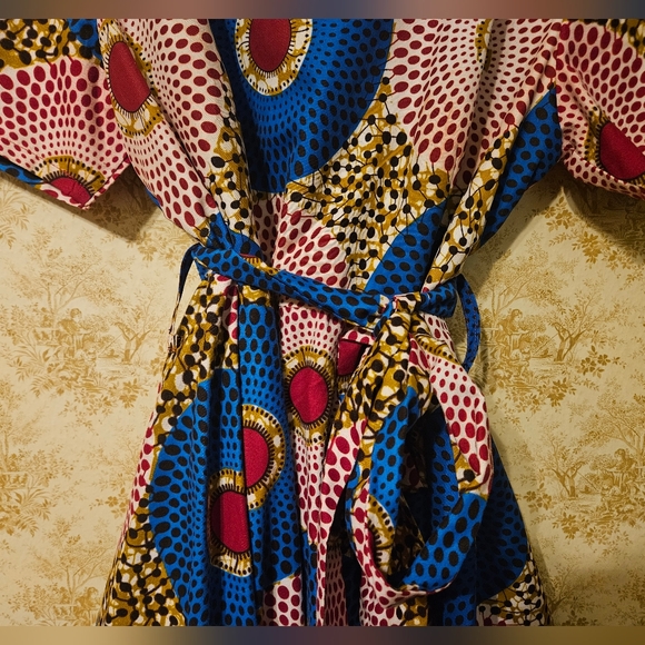 African Print Dress BintaRealWax( See Measurements!) Adjustable Waist! - Picture 3 of 12